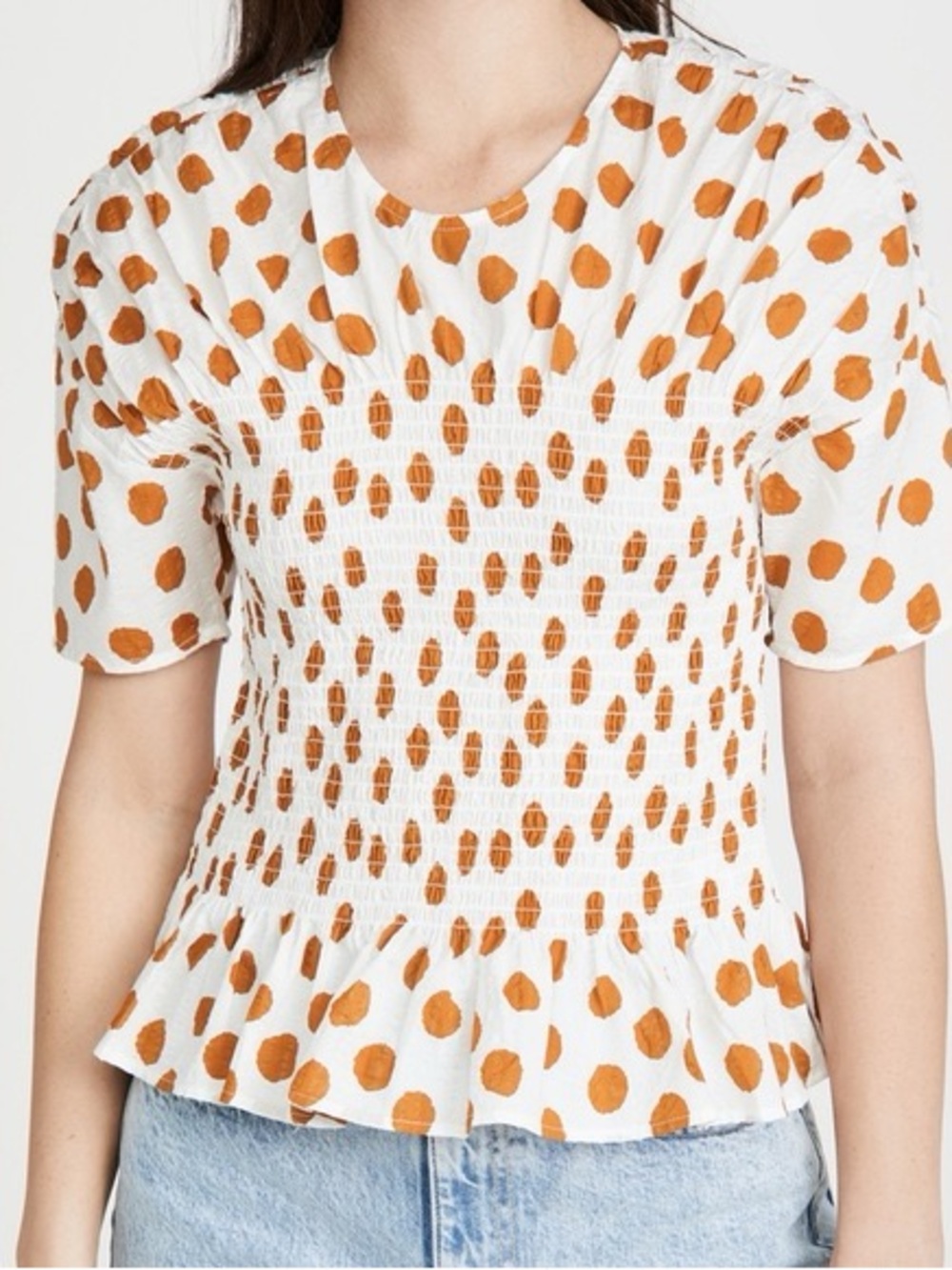 Baum Und Pferdgarten Women's Mynowa Floral Print Smocked Organic Cotton Top XL